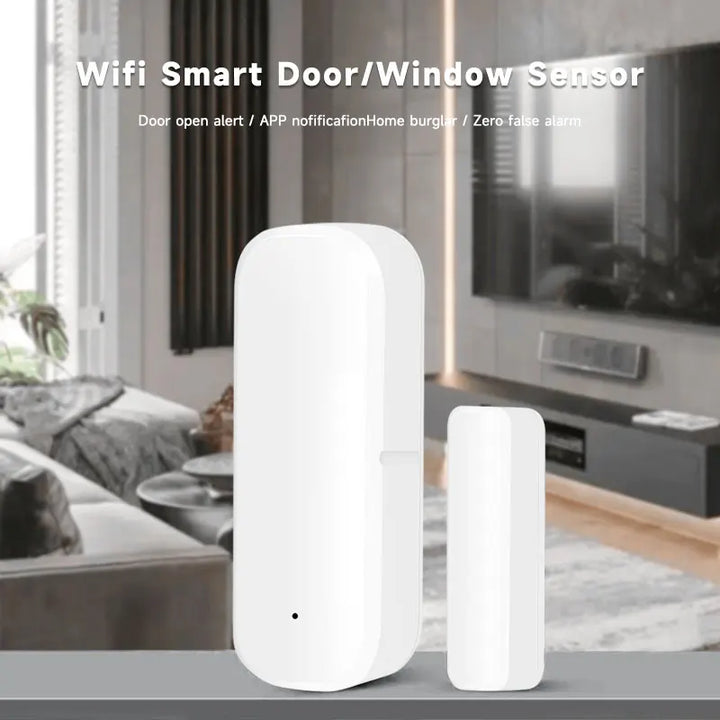 Sensor de Porta e Janela WiFi Tuya – Detector Inteligente sem Fios para Casa, Controlo por App, Alexa e Google Home