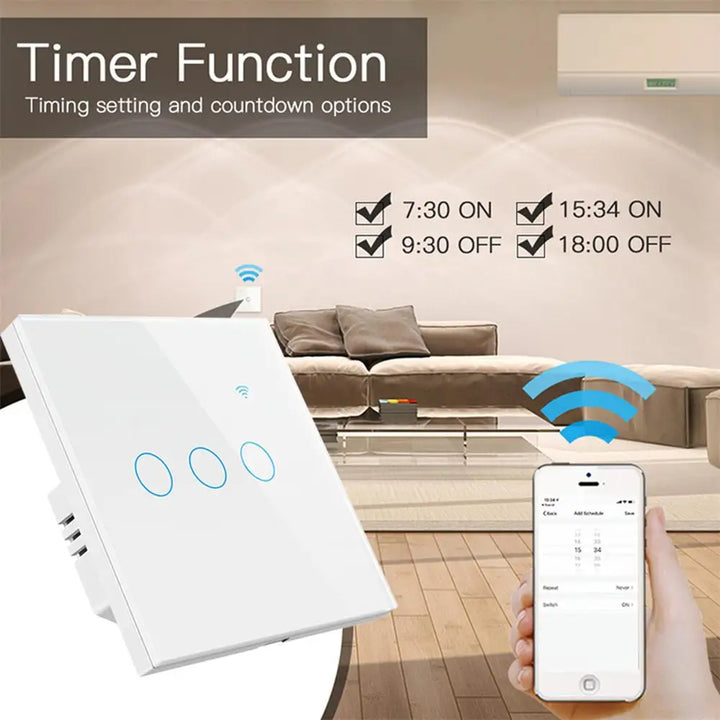 Interruptor de Luz Inteligente WiFi Tuya 1-4 Vias – Painel Tátil, Alexa/Google