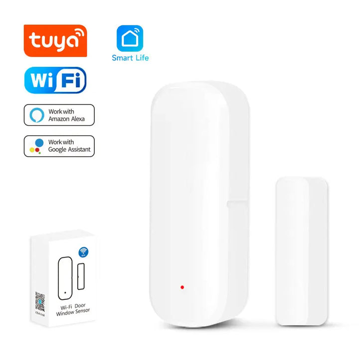 Sensor de Porta e Janela WiFi Tuya – Detector Inteligente sem Fios para Casa, Controlo por App, Alexa e Google Home