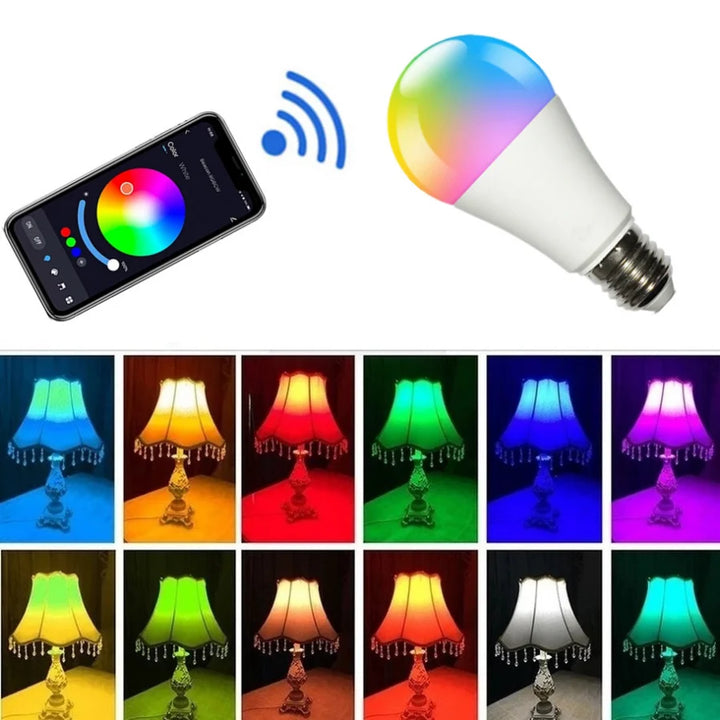 Lâmpada LED Inteligente RGB 15W E27 – Bluetooth, Regulável, iOS/Android