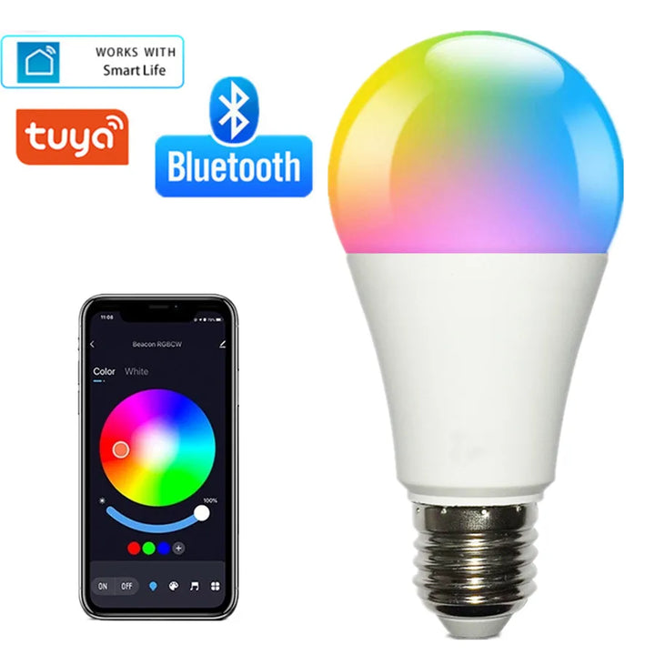 Lâmpada LED Inteligente RGB 15W E27 – Bluetooth, Regulável, iOS/Android