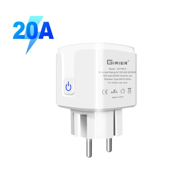 Tomada Inteligente WiFi 20A Tuya – 4200W, Energia, Alexa/Google
