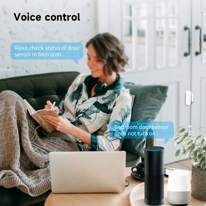 Sensor de Porta e Janela WiFi Tuya – Detector Inteligente sem Fios para Casa, Controlo por App, Alexa e Google Home