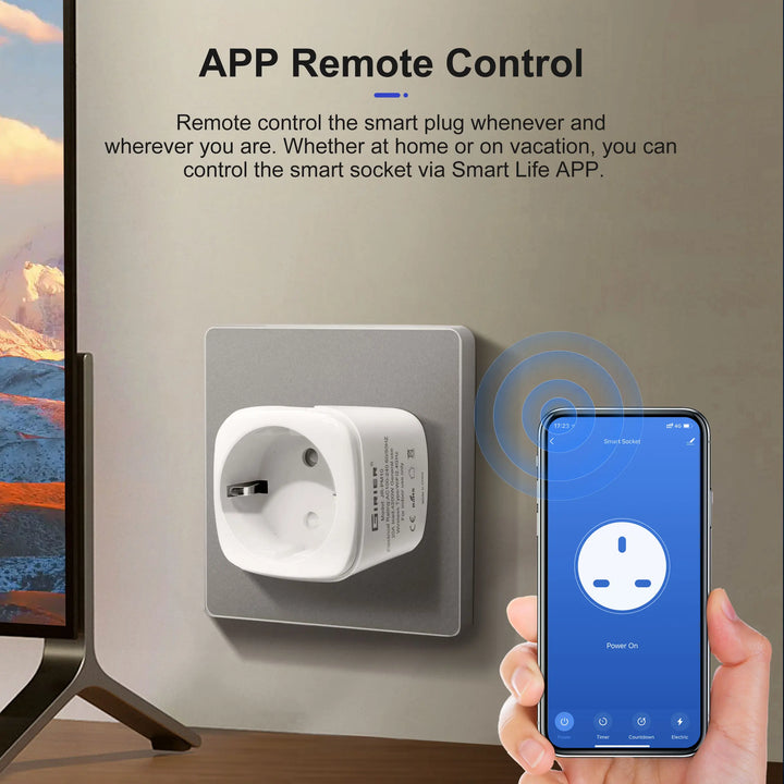 Tomada Inteligente WiFi 20A Tuya – 4200W, Energia, Alexa/Google