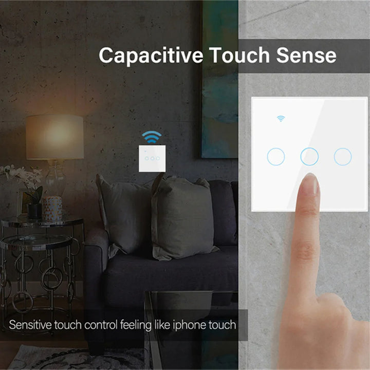 Interruptor de Luz Inteligente WiFi Tuya 1-4 Vias – Painel Tátil, Alexa/Google