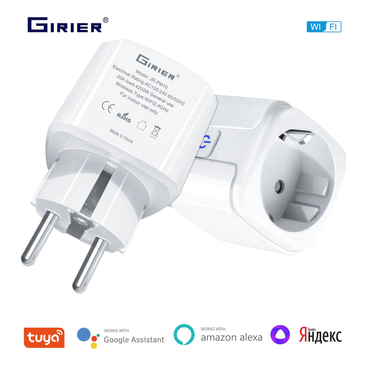 Tomada Inteligente WiFi 20A Tuya – 4200W, Energia, Alexa/Google